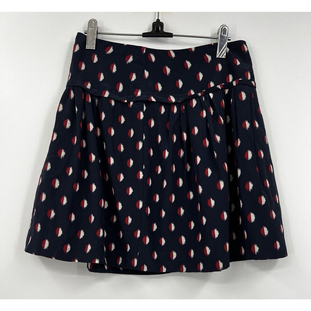 Madewell Skirt Womens Size 0 Silk Geometric Print Navy Blue Lined Mini